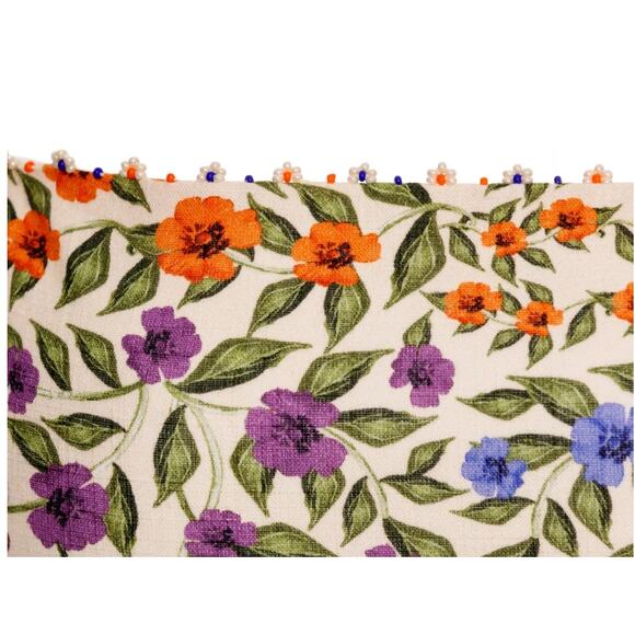 Agua Bendita Kosia Crop Tank Top - Floral Smocked, Beaded | Womens L NWT - Picture 4 of 6